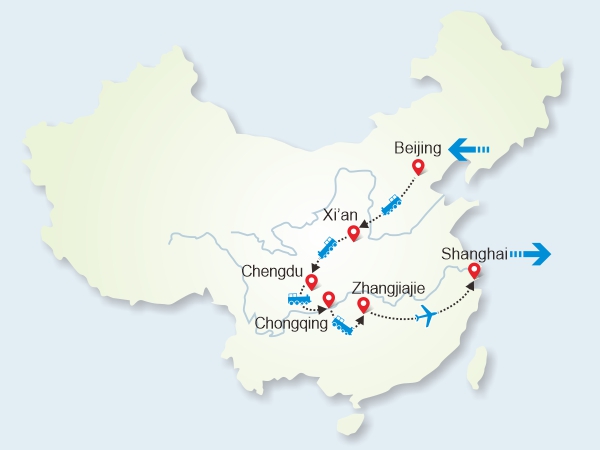 14 Days China's Platinum Triangle: Imperial Capitals & Avatar Peaks Adventure